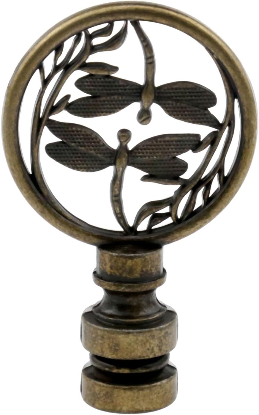 Double Dragonflies Lamp Finial 1-3/8 Inch Lamp Finial Cap Knob Dragonfly Design Lamp Decoration Hollowing Out Treatment for Lamp Shade 1PCS
