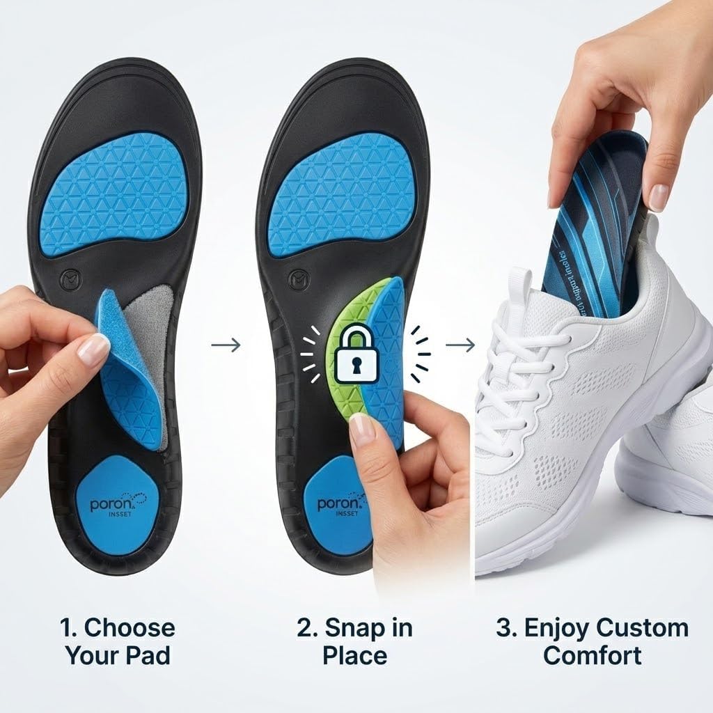 PORON Arch Support Insoles for Standing All Day, Men & Women Adjustable Cushion Shoe Inserts, Plantar Fasciitis & Heel Pain Relief for Nurses, Teachers, Warehouse & Retail Workers - Image 7