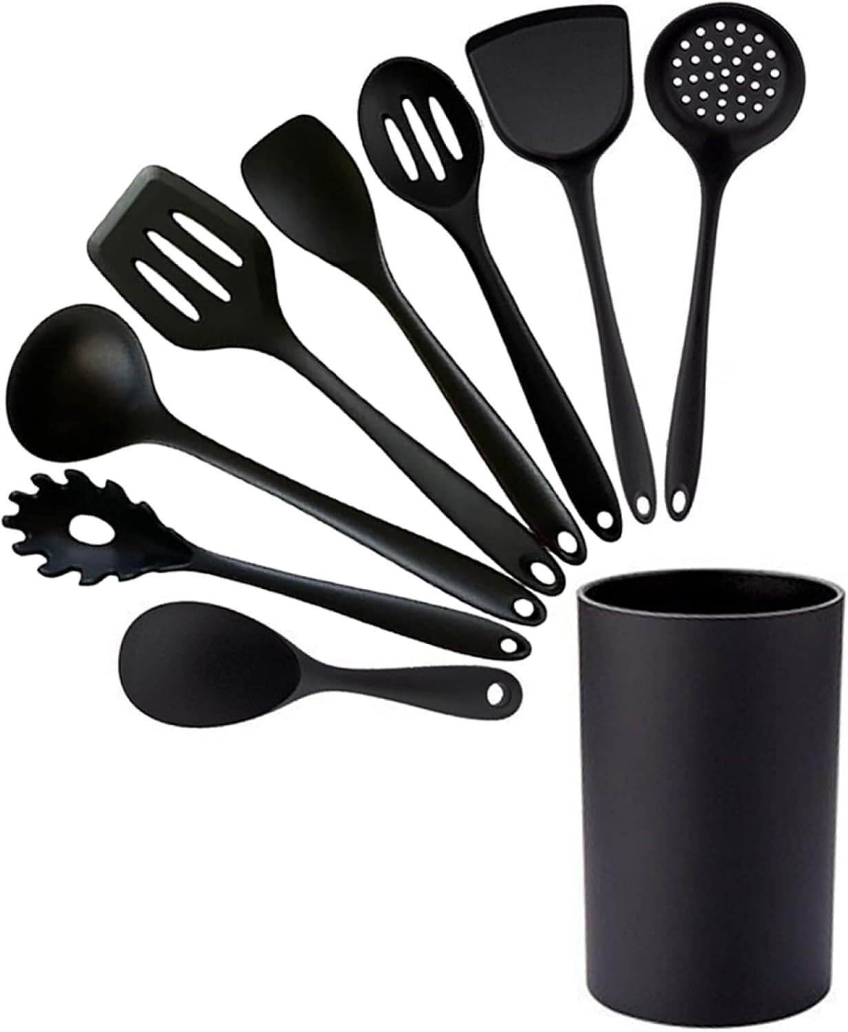 Set di Utensili da Cucina, Set di Utensili da Cucina Pentole Antiaderenti Nere Utensili da Cucina in Silicone