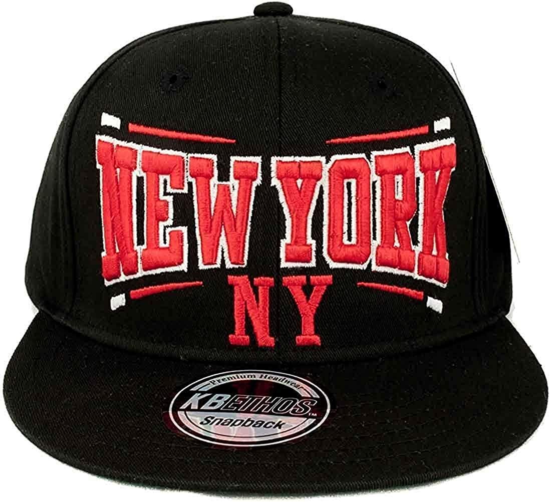 KB Ethos Mens Boys New York NY Snapback Caps Baseball Hip Hop Truckers Head Gear Black/Red