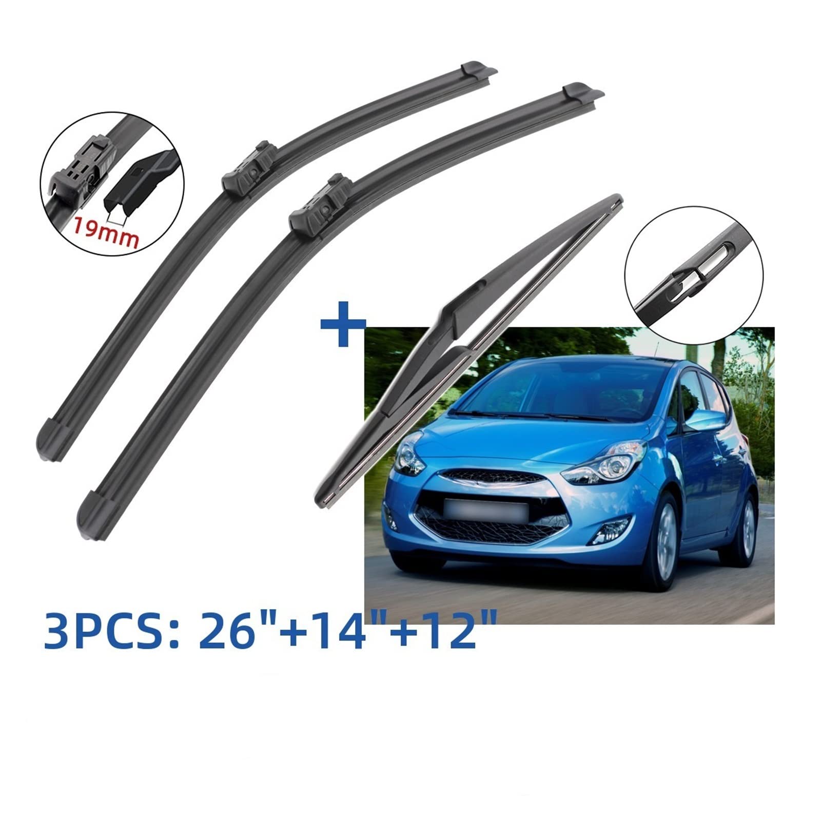 arrière Essuie-glaces Pour Ix20 2010-2017 26 "+ 14" + 12" Avant Balais D'essuie-glace Accessoires De Coupe De Pare-brise 2015 2016 2017