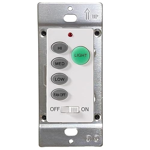 Nexete Ventilador de techo universal de control remoto de pared, interruptor de inmersión con 3 velocidades ajustables, atenuador de luz, compatible