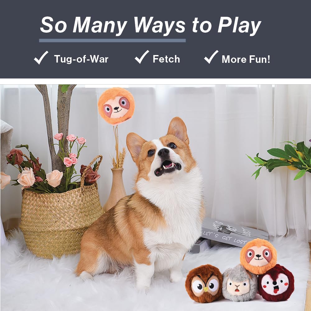 HugSmart Pet - Palla da zoo 2 in 1 palline da tennis per cani | No ripieno morbido peluche interattivo per piccole e medie e grandi razze | Giocattoli resistenti (4 pezzi)