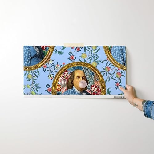Miniatura 10 de Spoonflower Papel tapiz extraíble de 12 x 2 pies  Benjamin Franklin Bubblegum Retrato Floral Estampado Azul Novedad Papel pintado personalizado