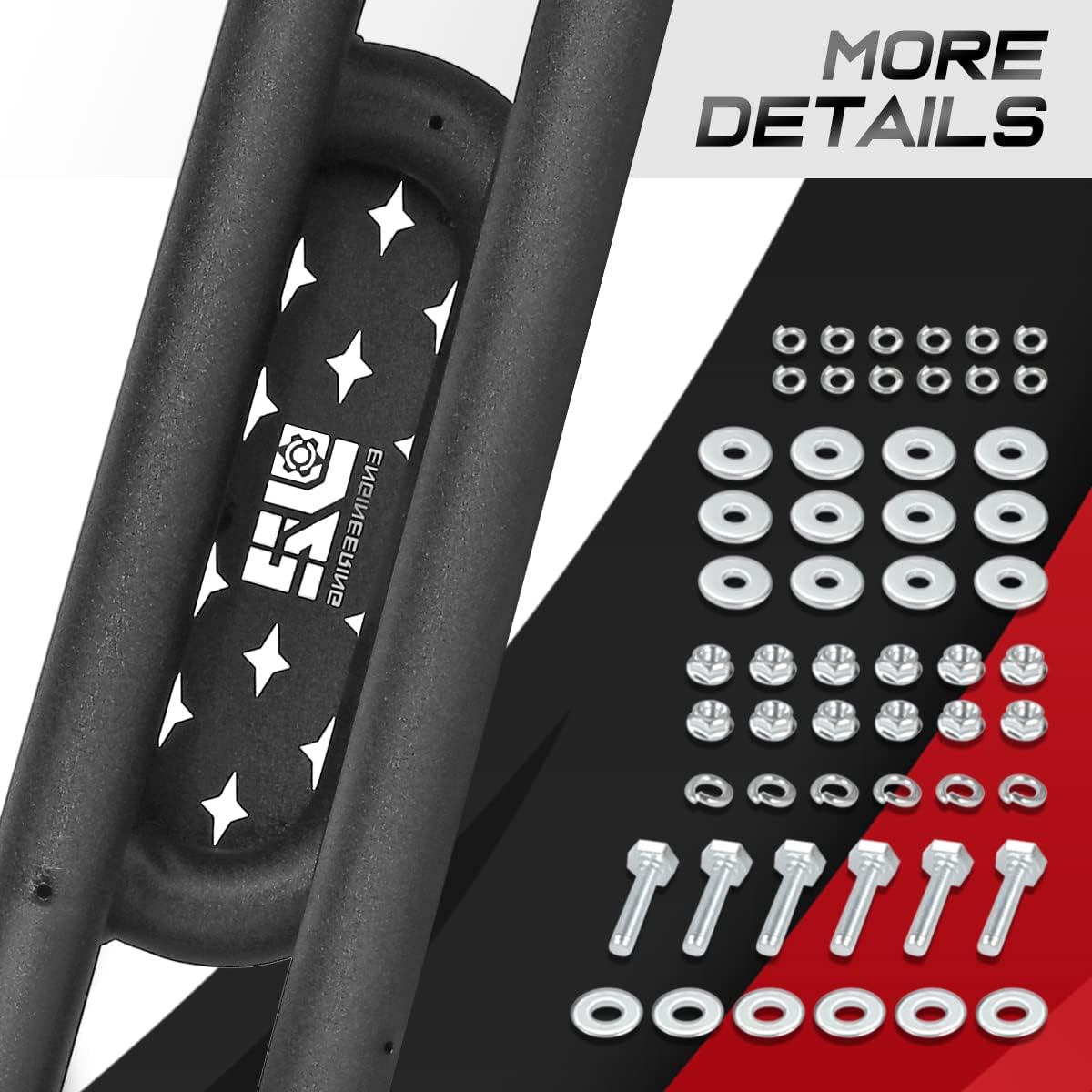 J2 Engineering Rocker Panel Guard Running Boards Step Nerf Bars Compatible with 07-17 Wrangler 4-Dr Unlimited, J2-STEPB-ZTL-8274