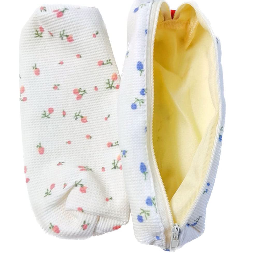 HiKin2 Pack Creative Floral Style Small Storage Pouches, Portable Organization Storage Case Bag for Small Items, Cosmetics, Stationeries, etc.