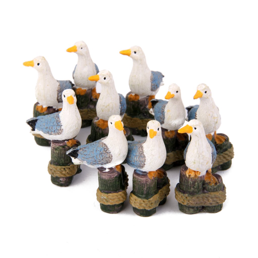10 Miniature Seagull Fairy Garden Terrarium Figurine Decor DIY Bonsai Craft