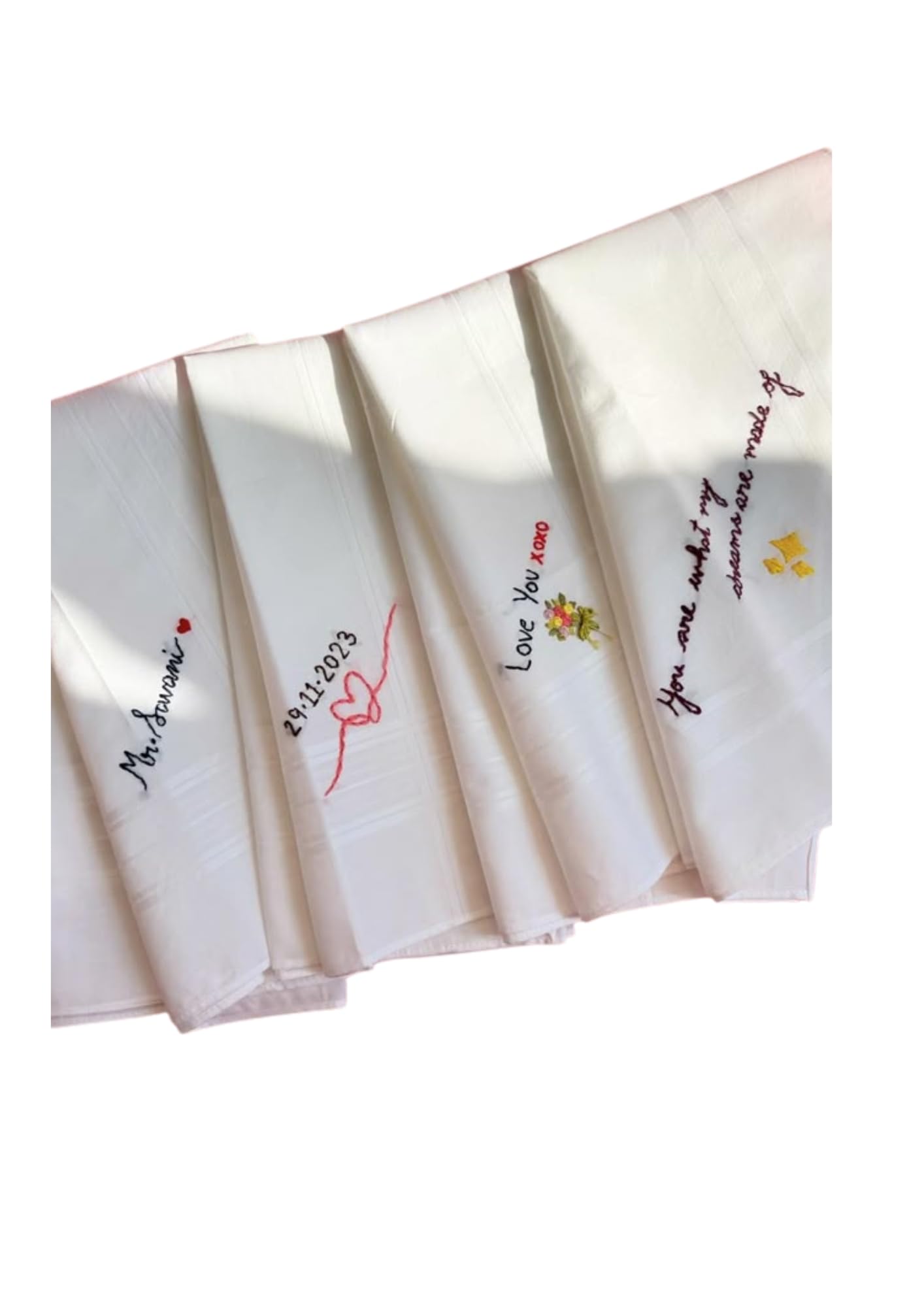 custom New Personalized Embroidered Kerchief, Handcrafted Wedding Gift For Couples, 16 * 16 Inches, Pure Cotton | Thoughtful Gift | Unique Gift Ideas |Pure handcrafted | Personalised gift-picture-42