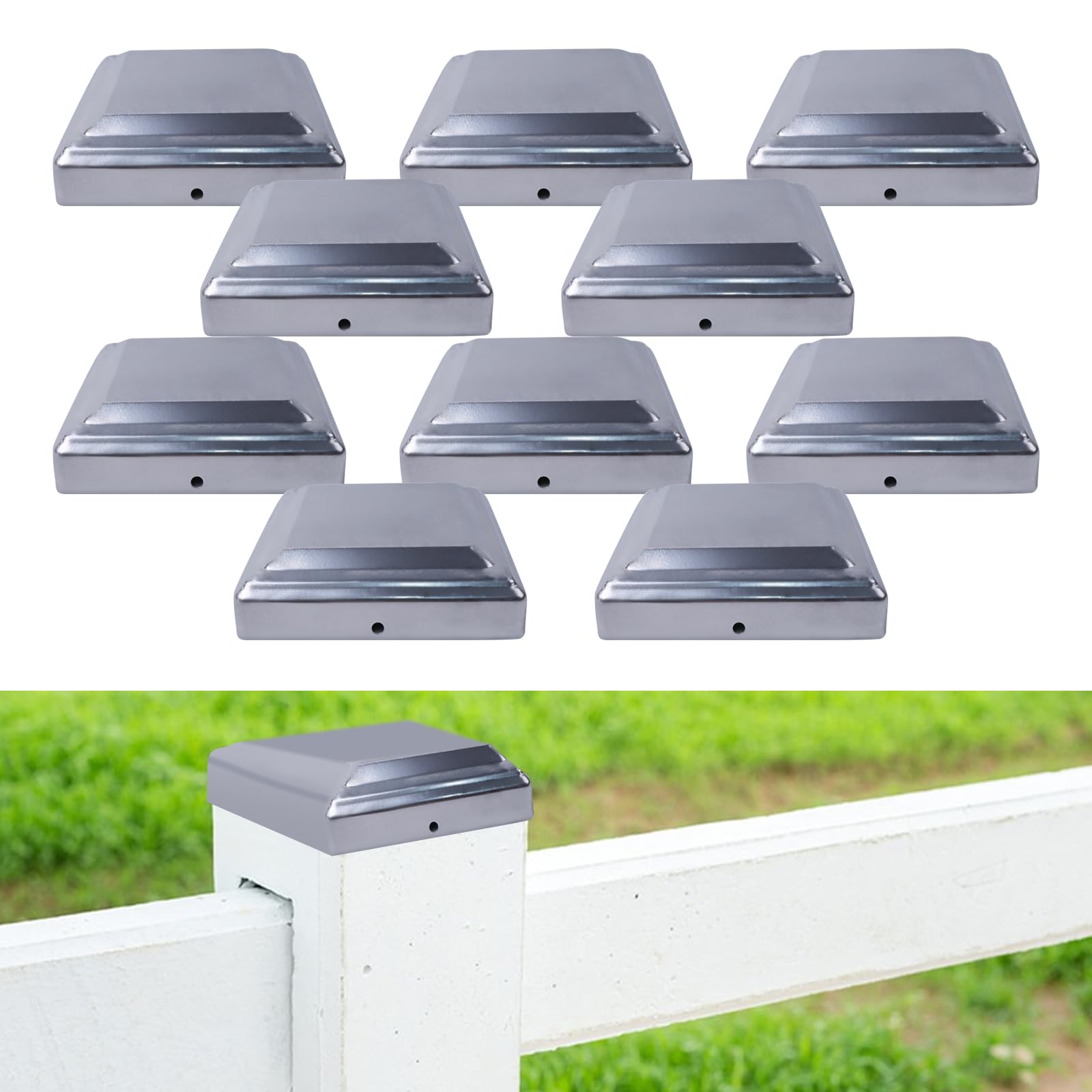 Capuchon Pour Poteau De Jardin Lot De 4 Capuchons De Poteau De Clôture Blancs De 15,2 X 15,2 Cm En Aluminium Enduit De Poudre Pour Poteaux Nominaux En