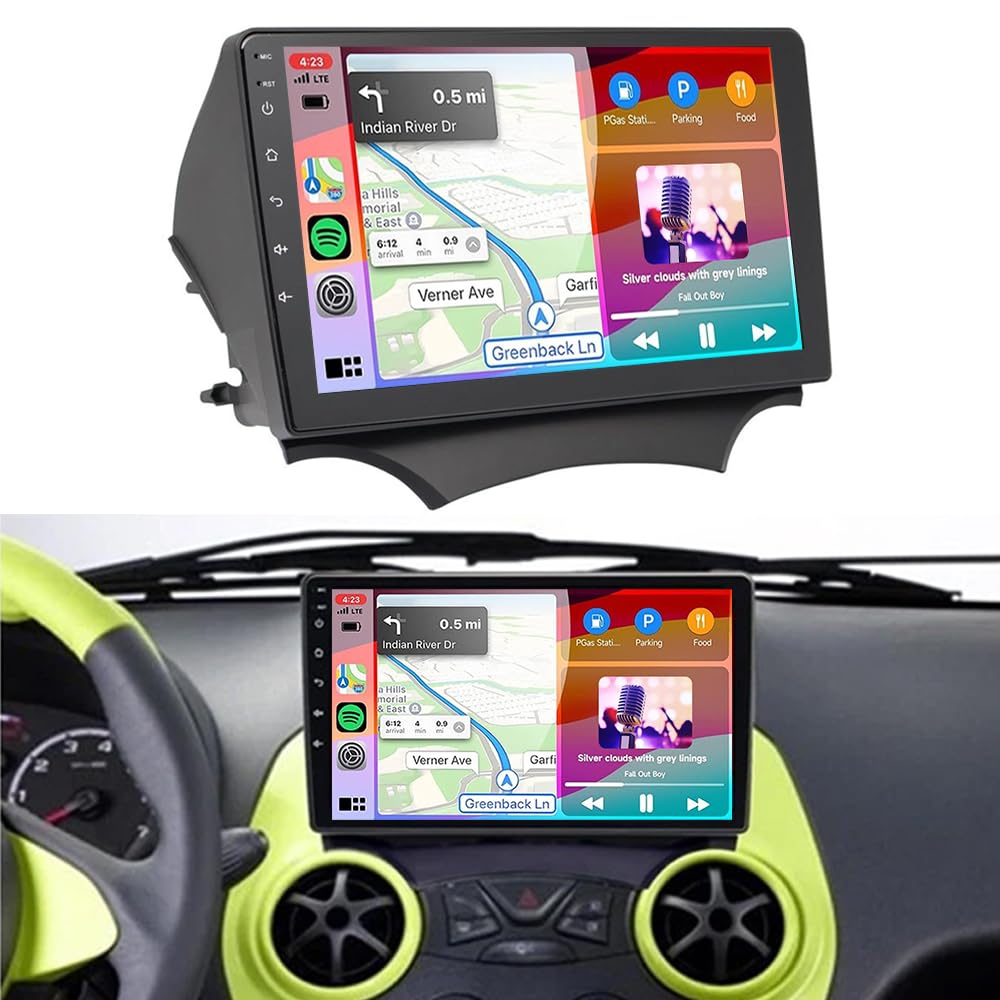 Radio 2+64G doppia DIN per Ford Ka 2008 2009 2010 2011 2012 2013 2014 con schermo Bluetooth, schermo IPS touch screen da 9" con wireless Carplay Android Navi WiFi telecamera posteriore FM/RDS Mirror