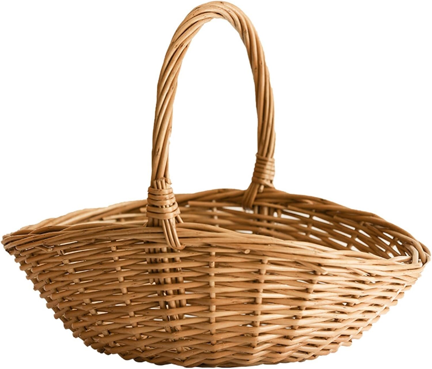 Natural Wicker Basket with Handle, Willow Shopping Baskets, Wedding