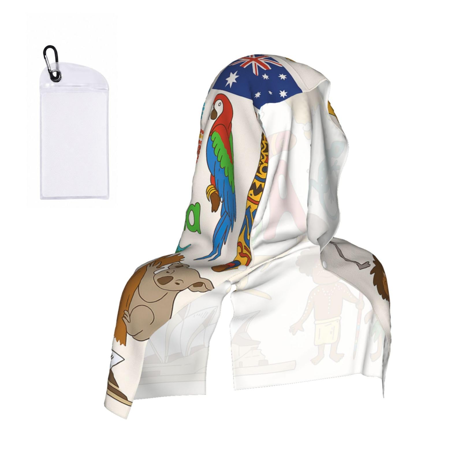 DUWAA Australia Icons Colorful Print Cooling Hooded Sports Towel, 30×60cm Quick Drying Summer Cool Head Wrap For Neck And Face