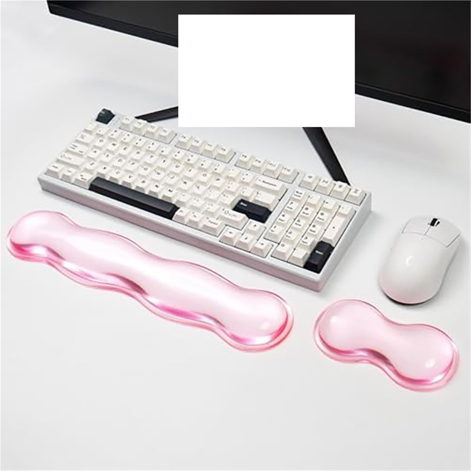 Handgelenkauflage Tastatur Silicone Keyboard Mouse Wrist Rest Cool Soft Ergonomic Pad For Laptop Computer Office Home Mat(2 in 1 set pink)