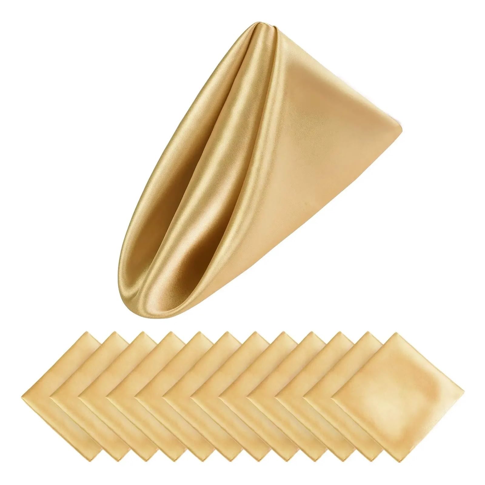Napkins 30PCS 30x30cm Wedding Green Satin Napkin Soft Table Napkins For Romantic Party Dinner Decoration(30PCS Gold)