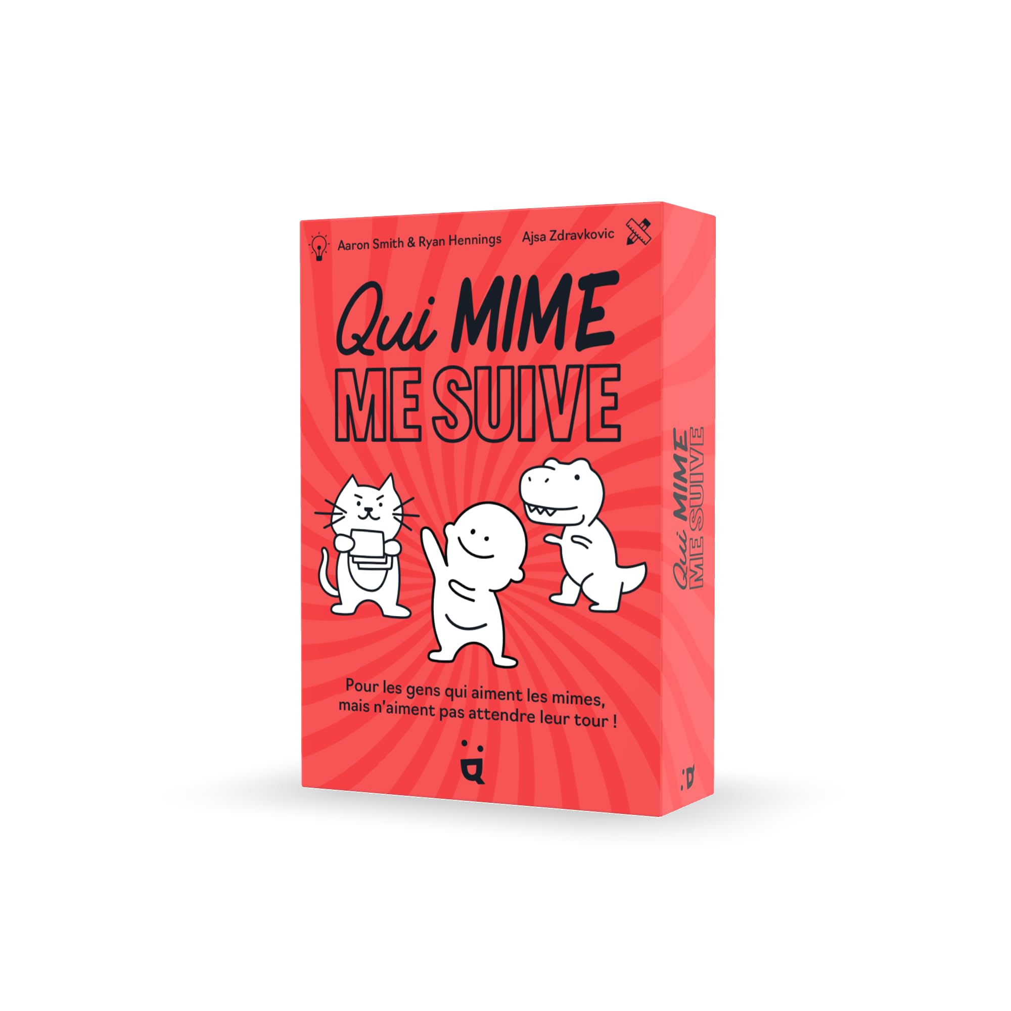 Helvetiq - Qui Mime Suive - Mime Game - Ambiance Game - Everyone Plays At The Same Time - With Family - With Friends - Between Colleagues - Crazy Laughs Guaranteed - 4 to 10 Players - Ages 8+