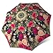 Designer Fashion Reverse Umbrella - Windproof Double Layer Inverted Umbrella - Self Stand Upside Down Umbrella Vintage Roses Design - Inside Out Umbrella for Car - Vented Umbrella for Women