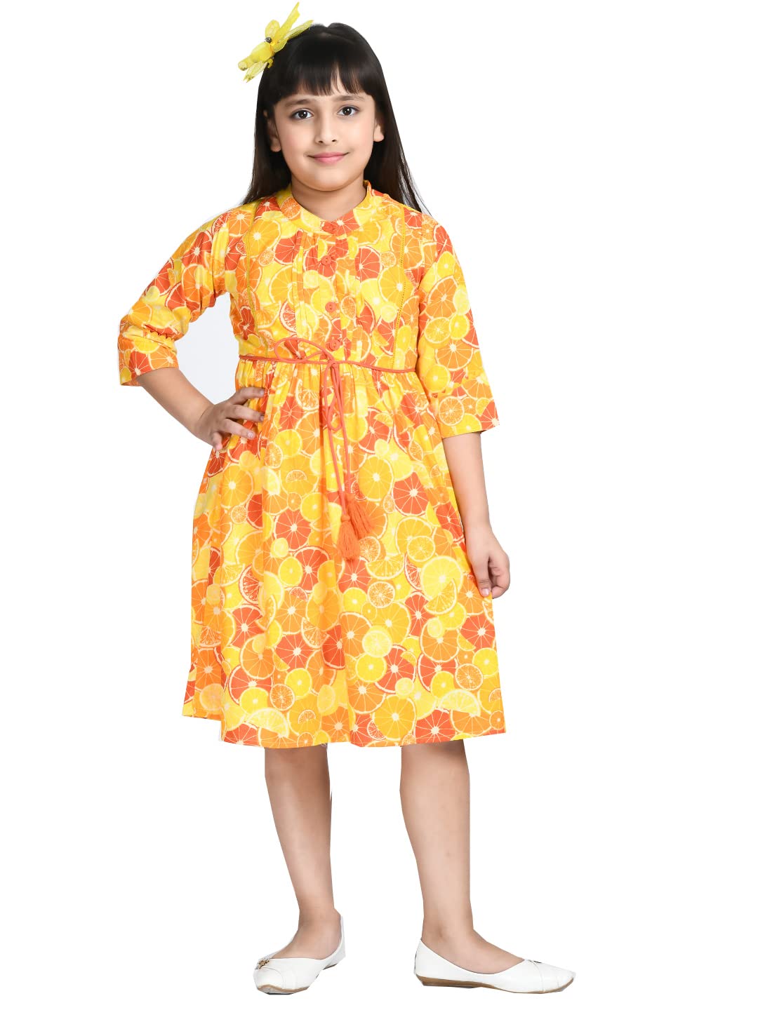 Bella ModaCotton Casual Round Neck Girls Dress