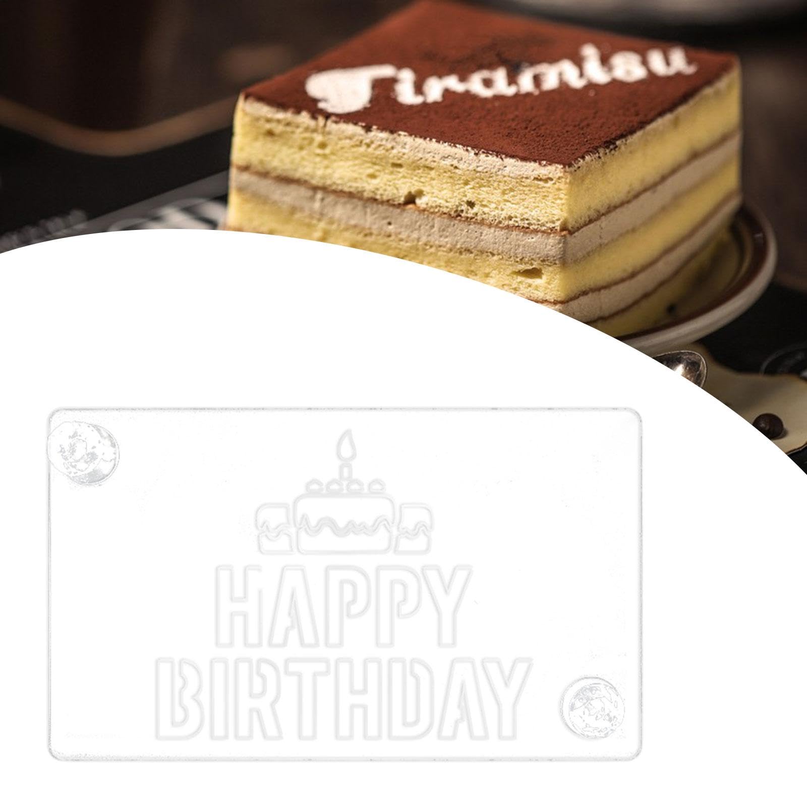 Stencil per torta per decorare biscotti e torte, acrilico, 20 cm x 12 cm, ideale per tiramisù, compleanni, matrimoni e dessert