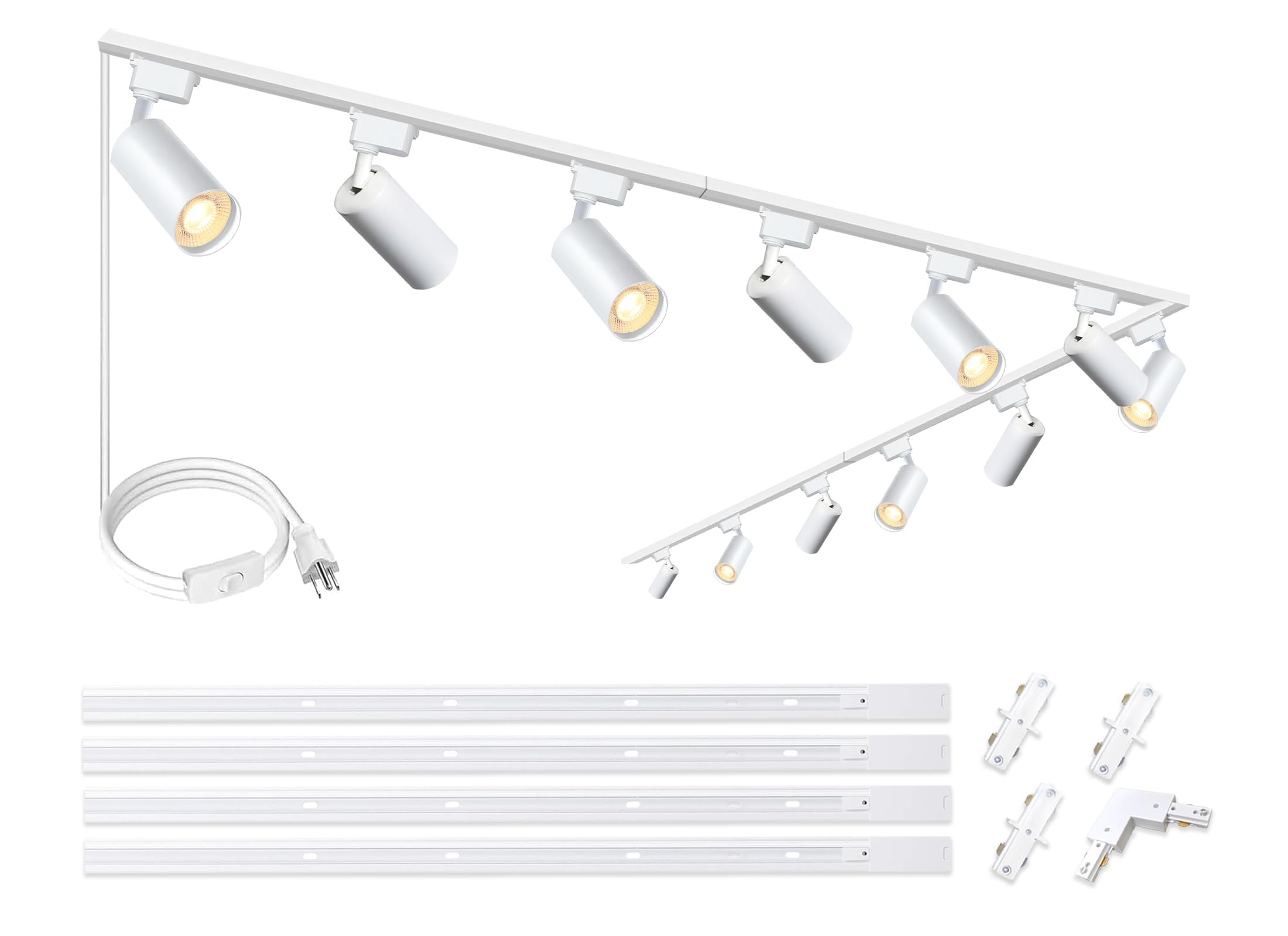 H Type LED White Track Lighting Heads Kit, 12 Heads 3000K Warm White