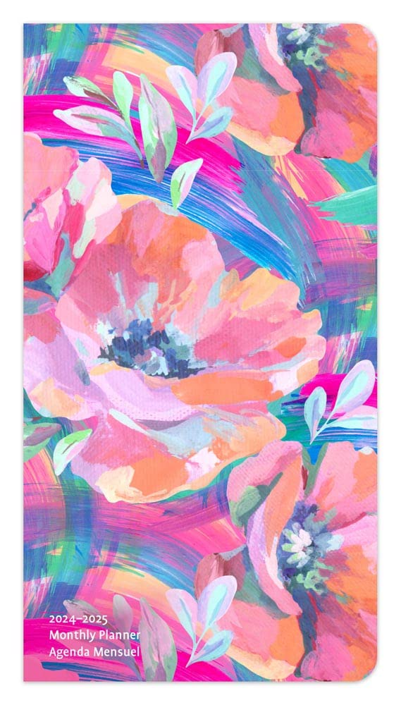 Floral Fireworks | Explosion Florale | 2024-2025 3.5 x 6.5 Inch Two Year Monthly Pocket Planner | English/French Bilingual | BrownTrout | Art Paintings Design