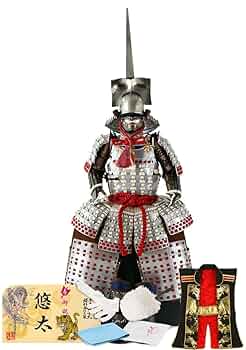 ❮秀月❯ 徳川家康公五月人形 鎧兜飾りセット(分割1/2) 五月人形 鎧飾り 徳川家康 7号鎧 黒 平安翠鳳 コンパクト 収納