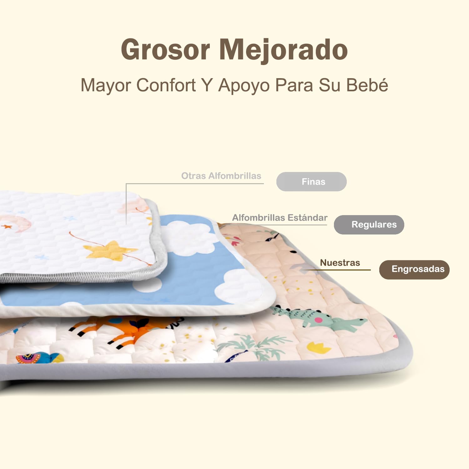 Sinhaklóho Alfombra Bebe Acolchada Plegable Extra Gruesa, Antideslizante y Suave, 180×150 cm, Lavable a Máquina, Sin Olores, Ideal para Parque Infantil y Suelos, Safari Salvaje