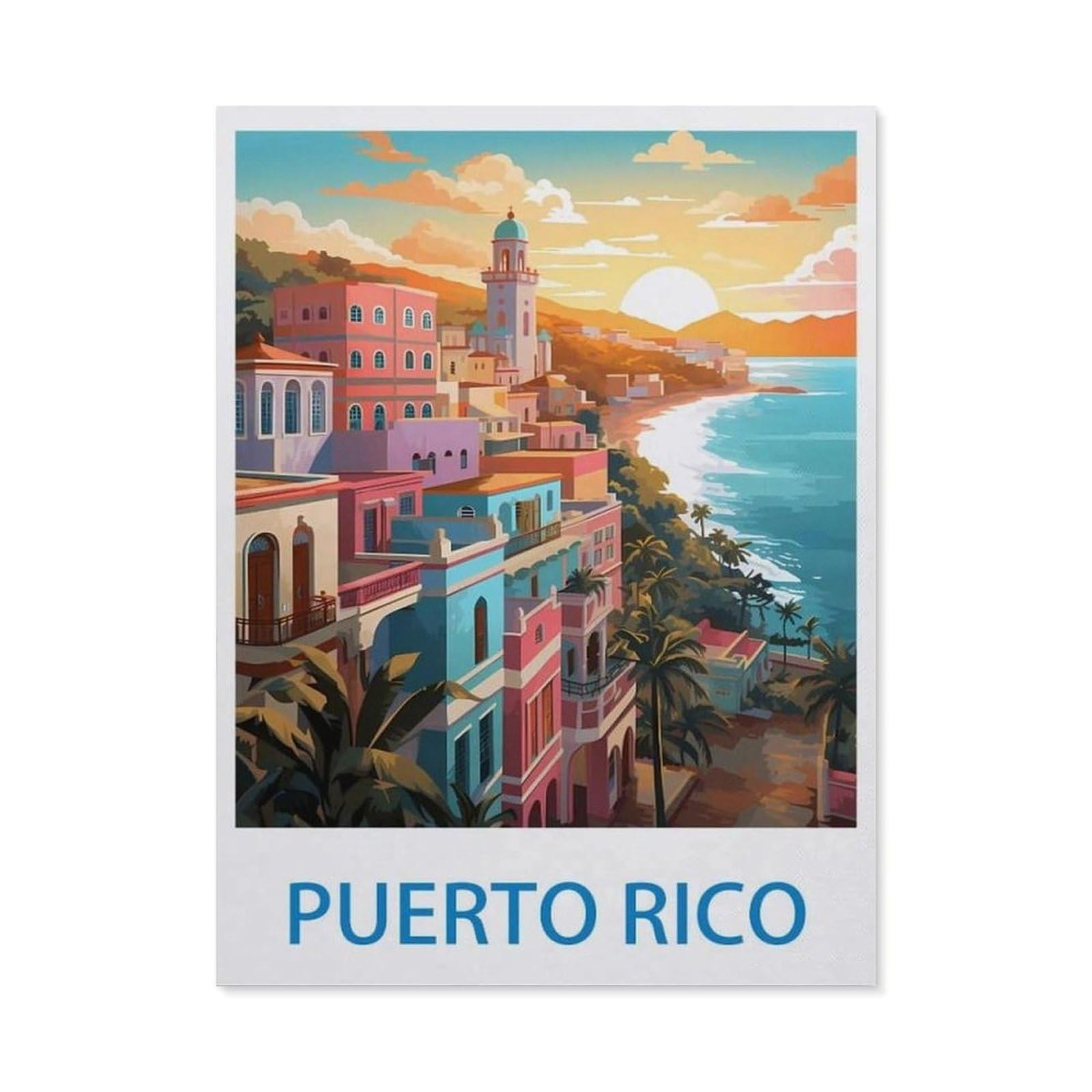 BEAYODKP Diamond Painting Kits for Adults and Kids，Puerto Rico，Full Drill Round Rhinestone Paint with Diamonds（50 x 60 cm/19.68 x 23.62 inches）-CK86