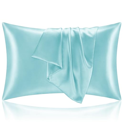 BEDELITE Satin Pillowcase for Hair and Skin, Super Soft and Cooling Similar to Silk Pillow Cases 2 Pack with Envelope Closure, Gift for Women Men(20"x26" Standard Size, Blue)