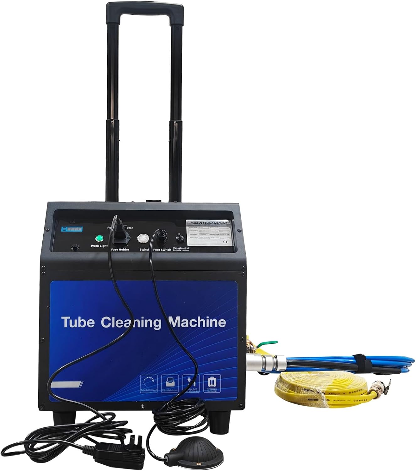 Central Air Conditioning Condenser Pipeline Cleaning Machine 220V Heat Exchanger Duct Cleaner Pipe Dirt Removal Equipment with Transformer Adjustable Speed Applicable Diameter 0.5-0.7in