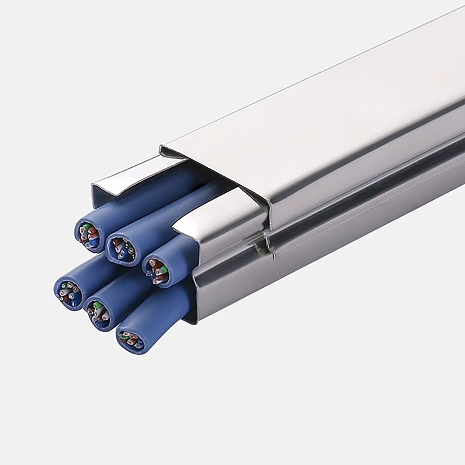 Canali per cavi per nascondere i fili, canalina in acciaio inossidabile per ufficio/magazzini/officina, correttore per cavi Ethernet a pavimento a parete (WxH-20x15mm)