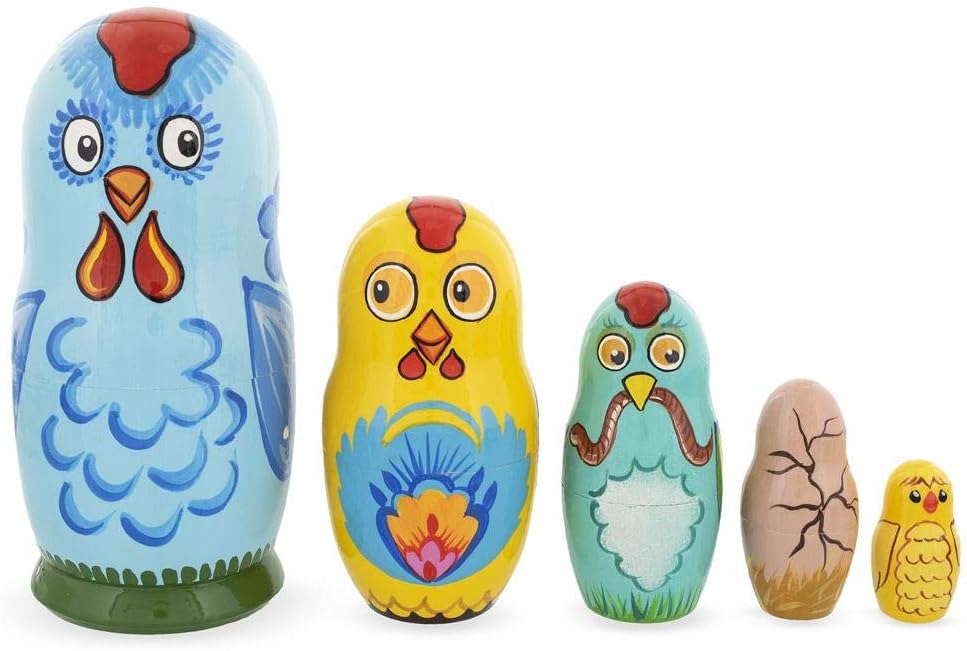 BestPysanky The Chicken Family Wooden Nesting Dolls