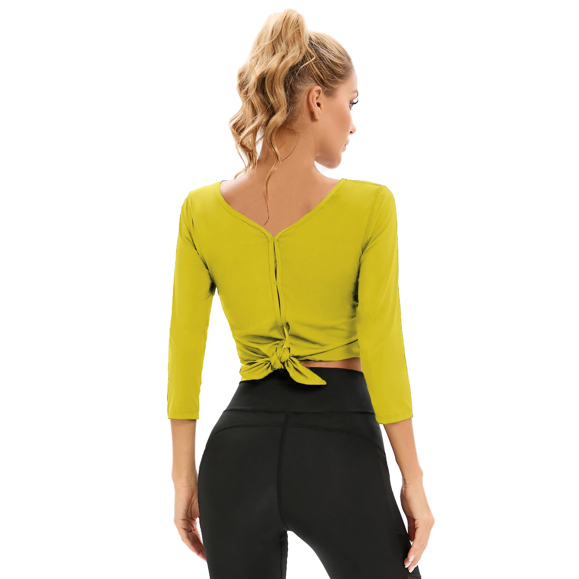 Dmwhsy Camicie da Allenamento da Donna T-Shirt da Corsa Atletica Top da Palestra per Yoga Abbigliamento Sportivo Top da Allenamento con Maniche a 3/4 per Donna