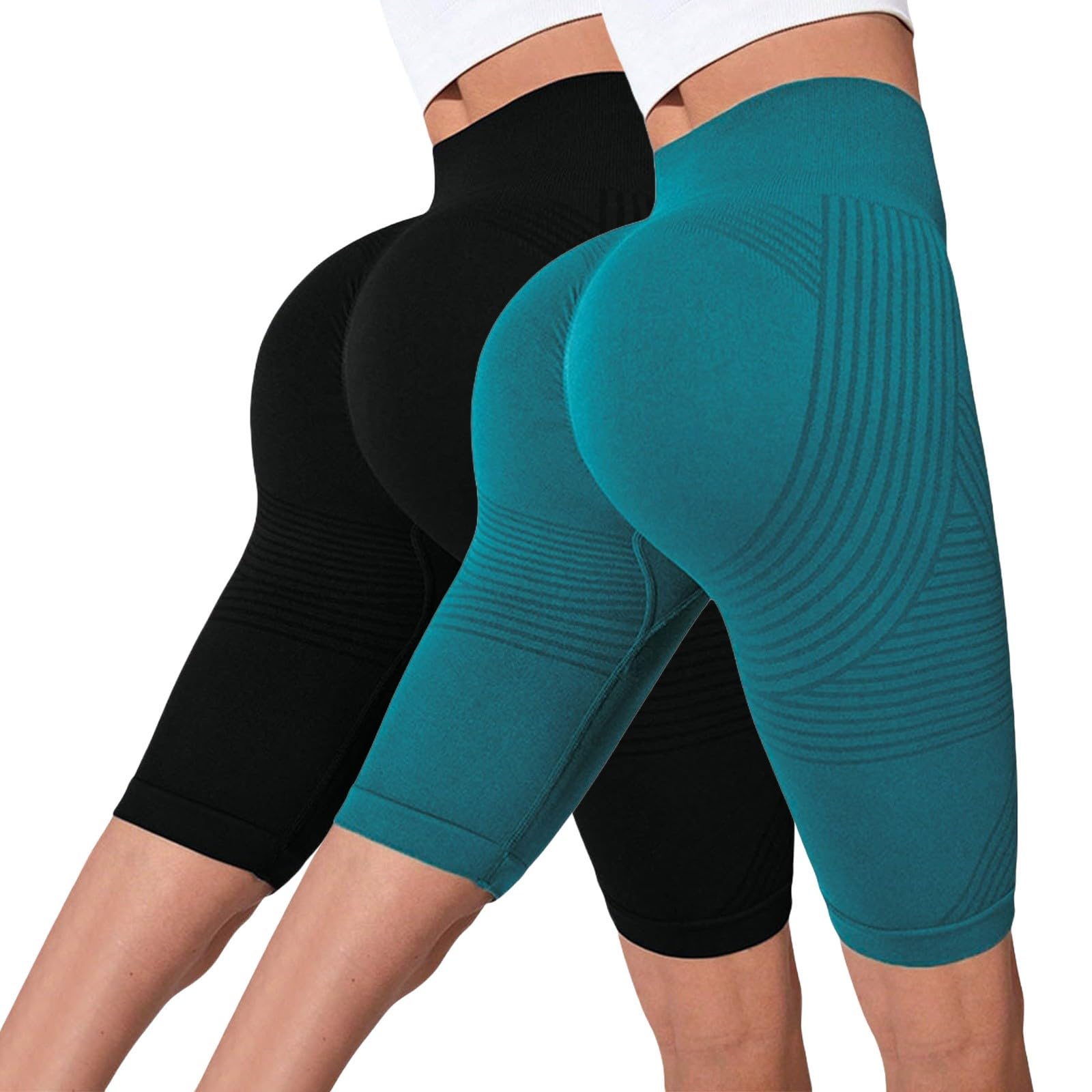 Generico Leggins 3D Anticellulite Donna Leggings Corti Estivi Push Up Sculpture Lipedema a Compressione Controllo Graduata Anti Vita Alta Senza Cuciture Fitness Yoga Pantacollant Calze Lipedema