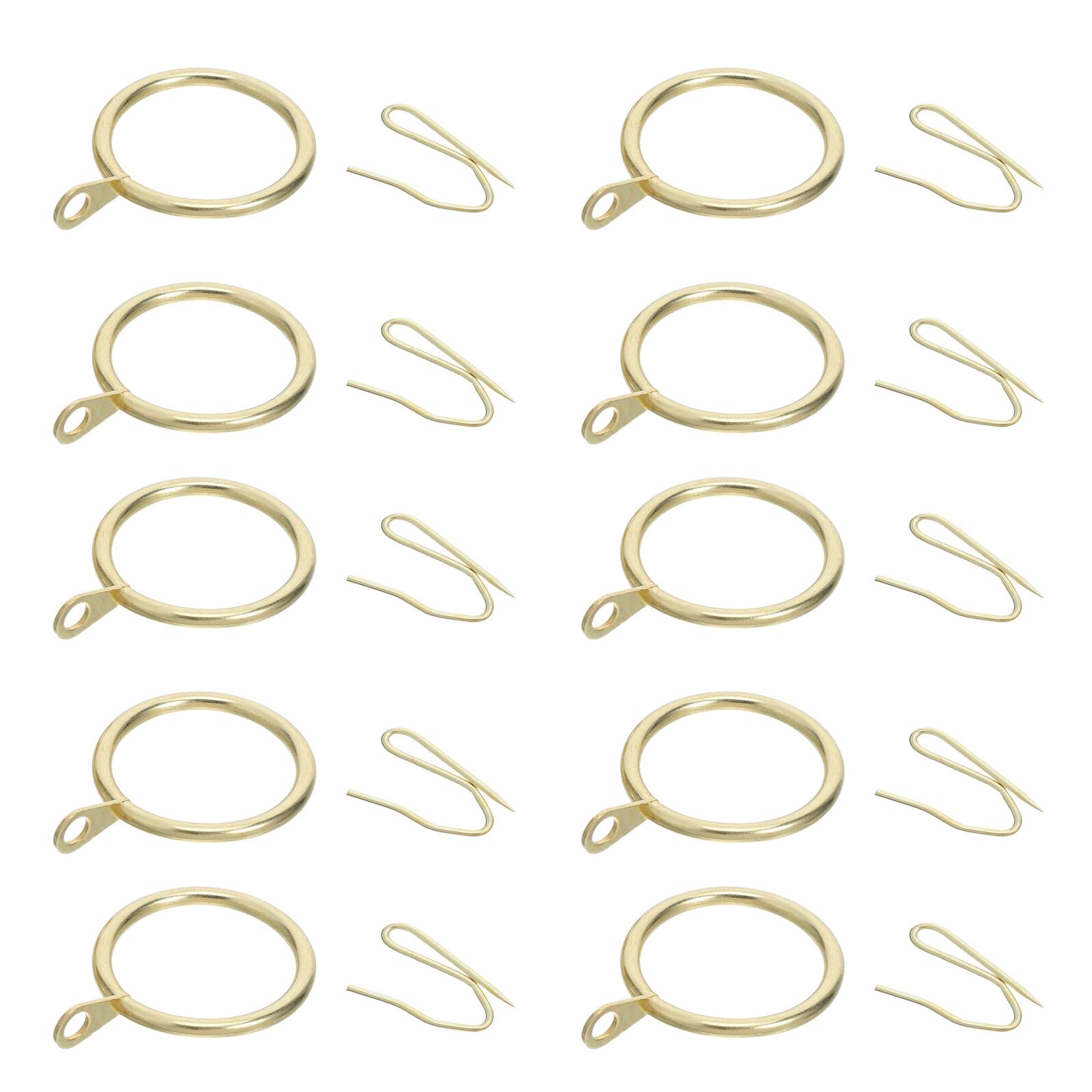 Garneck Anillos Metálicos para Cortinas de Ducha 200 Pcs Dorados con Ojales 30 Mm y Ganchos 20x25 Mm Resistentes para Baño Accesorios Cortinas Bañera