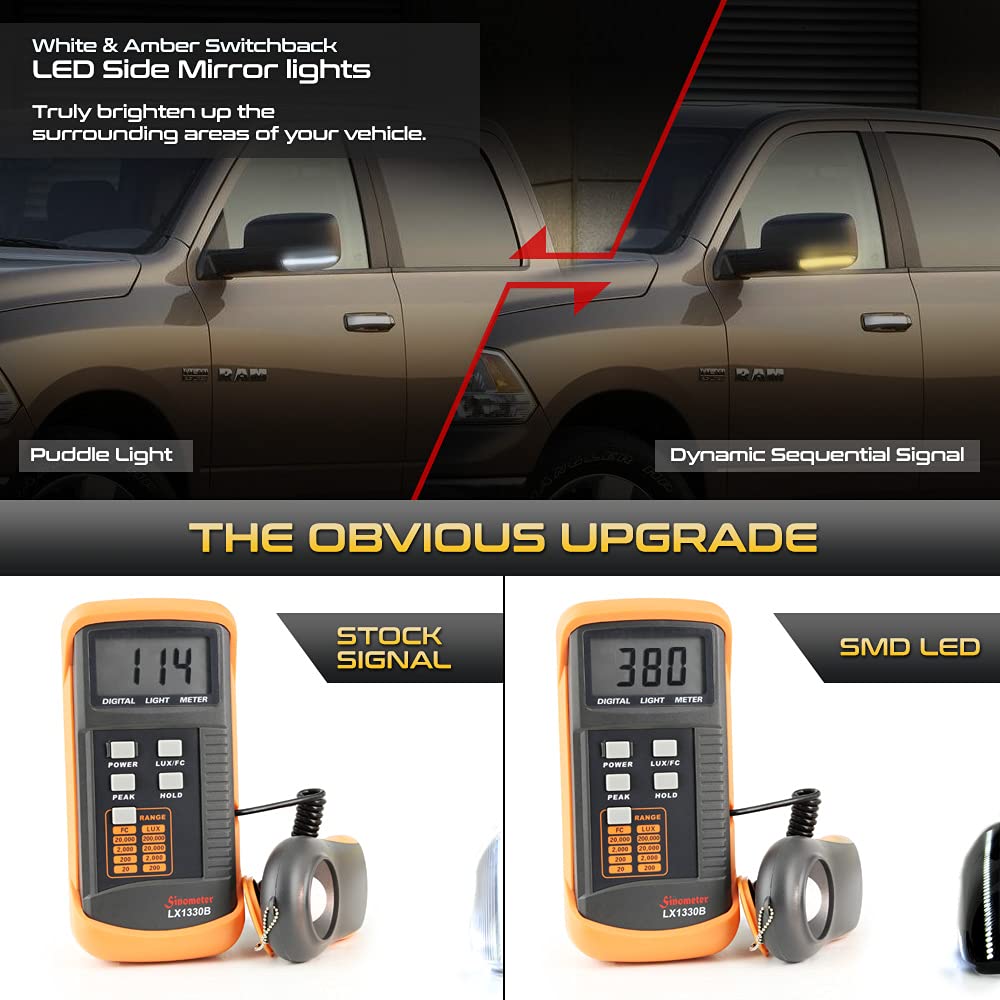 特価キャンペーン USミラー ダッジRAM 1500 2500 3500などのスモークアンバーLEDサイドミラーターンシグナルライト