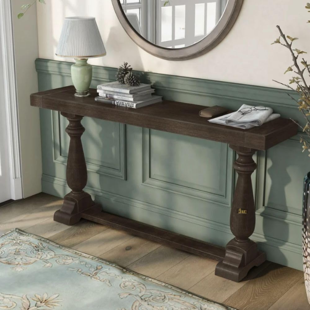 Jangid Handicraft Wooden Rectangular Console Table for Living Room, Drawing Room & Office, Side Entrance/Entryway Hallway Table, Solid Wood Sheesham, Walnut