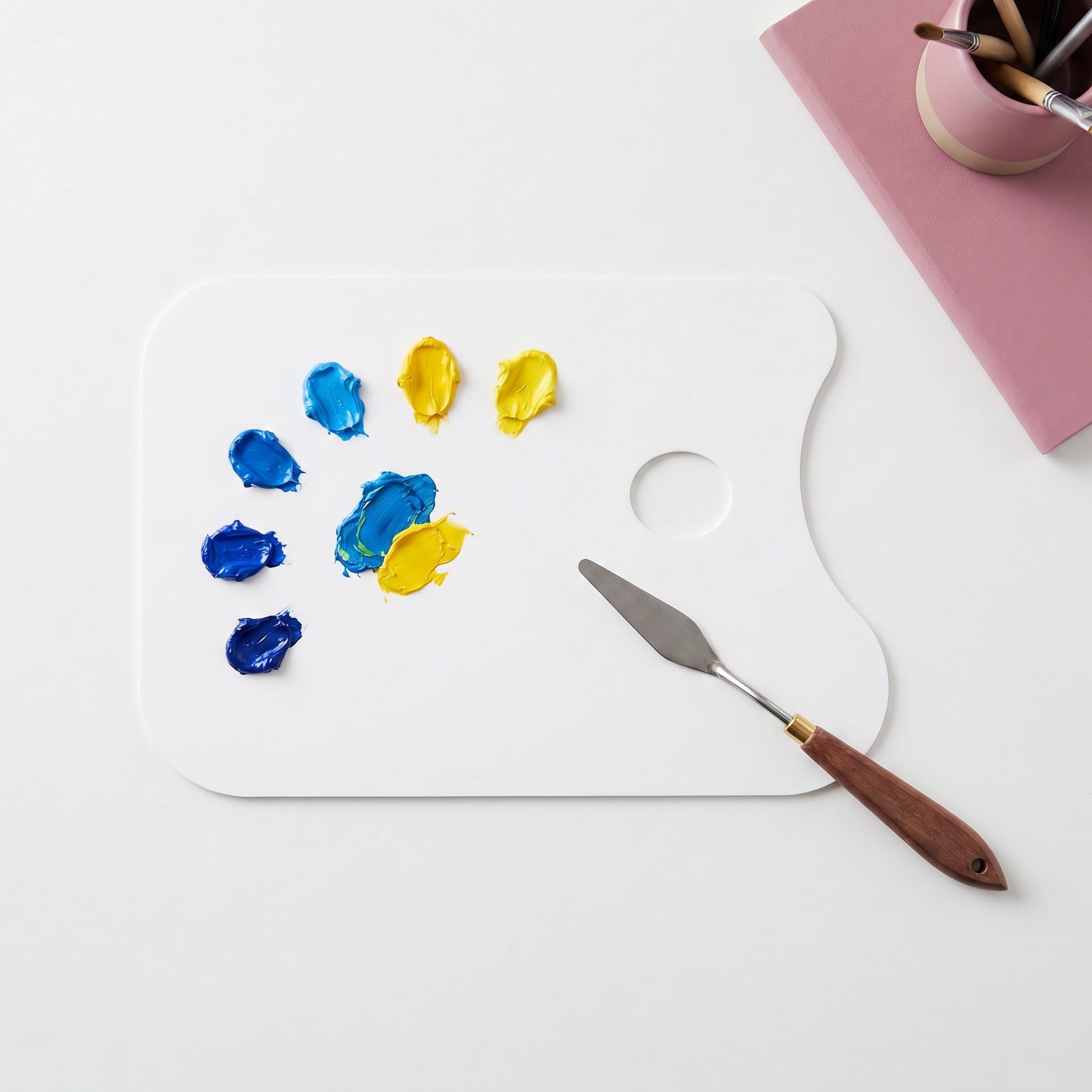 Lurrose 3-teilige Kunststoff 14,6 x 10 Zoll große Daumenloch – Transparente Malpalette – Leicht zu reinigende, antihaftbeschichtete Künstlerpalette für Öl-, Aquarell-