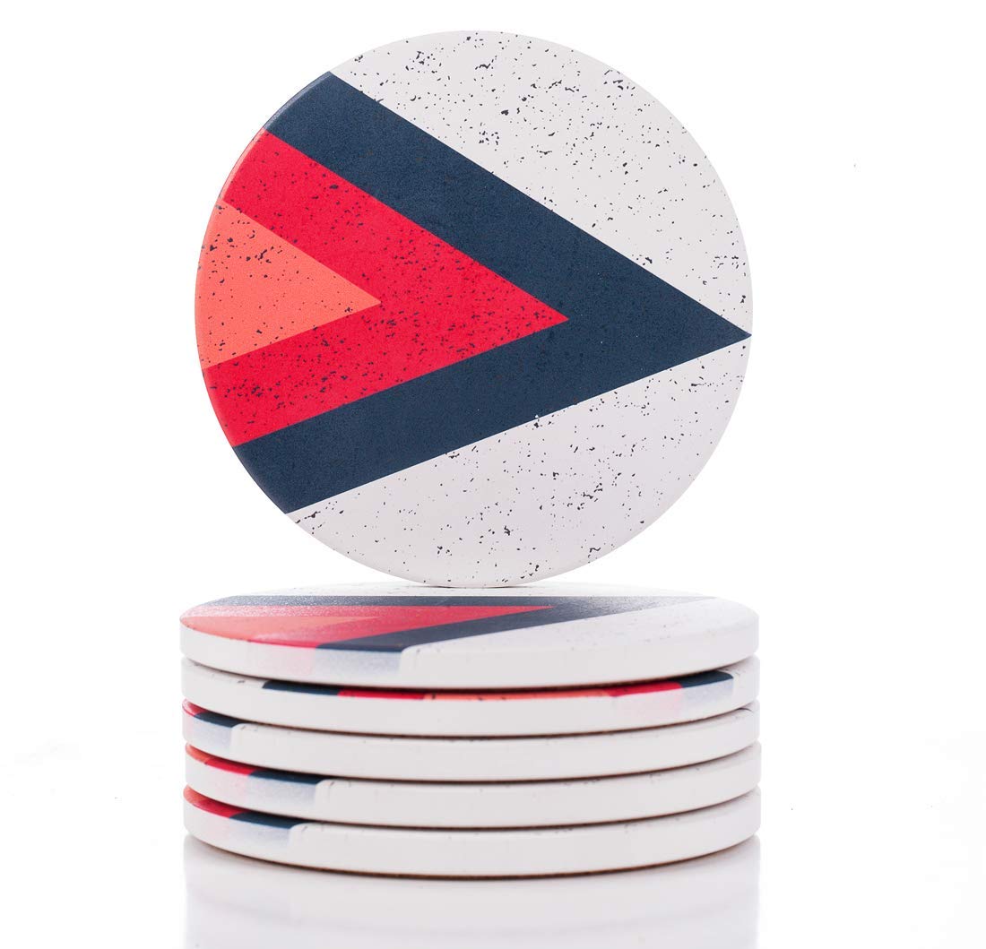Absorbent Coasters For Drinks - Arrow Coasters, Kitchen House Decor Ceramic Stone With Cork Backing, Drink spills Thirsty Coaster Set of 6 No Holder, OVERSIZE BETTER Protects Furniture From Damage