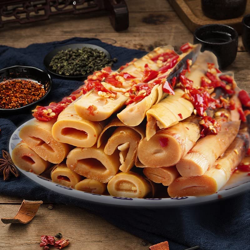 Miniatura 7 de Brotes de bambú pelados a mano instantáneos de 8.11 oz17.64 ozpaquete, brotes de bambú crujiente de pimienta en escabeche, aperitivo chino picante,