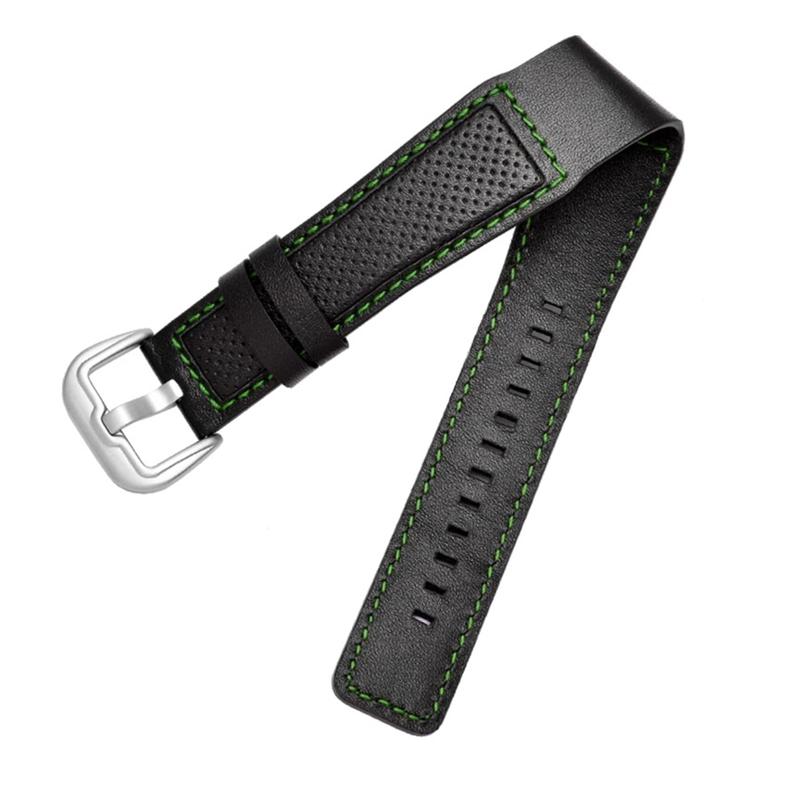 REFKIT Leather Watch Band For Dietrich For OTC-AO1 For OT-3 Strap Black 24mm Bracelet For Stomata Black Wristwatches (Color : Black green silver, Size : 24mm)