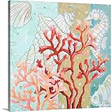 CANVAS ON DEMAND Coral Reef II Canvas Wall Art Print by Patricia Pinto, Coastal, Home Decor, Coral, Marine Life Artwork, 16'x16'