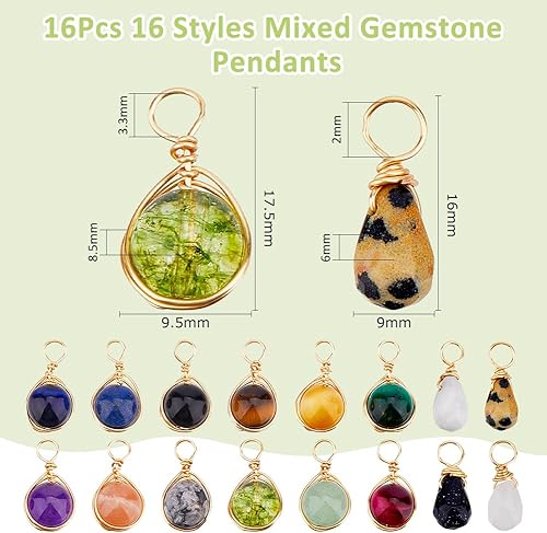 Miniatura 2 de SUPERFINDINGS Colgantes de piedras preciosas chapado en oro platino alambre de cobre envuelto redondo colgante encanto cuarzo cristal piedra encantos