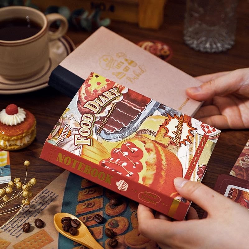 Image of GDNK 346pcs Vintage Journal Scrapbook Pack Kit for Art Journaling Bullet, Planners DIY Paper Stickers, Craft Kits Notebook, Collage Album Aesthetic Sticker (Moonlight) (Brown Food Diary)