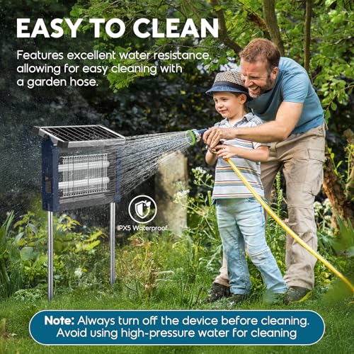 Image of Solar Bug Zapper Outdoor, Mosquito Zapper 4500V Cordless Waterproof | Auto On /Off, Portable Type-C & Solar Powered Bug Zapper, Electric Mosquito Trap Fly Zapper Killer for Patio Backyard Camping