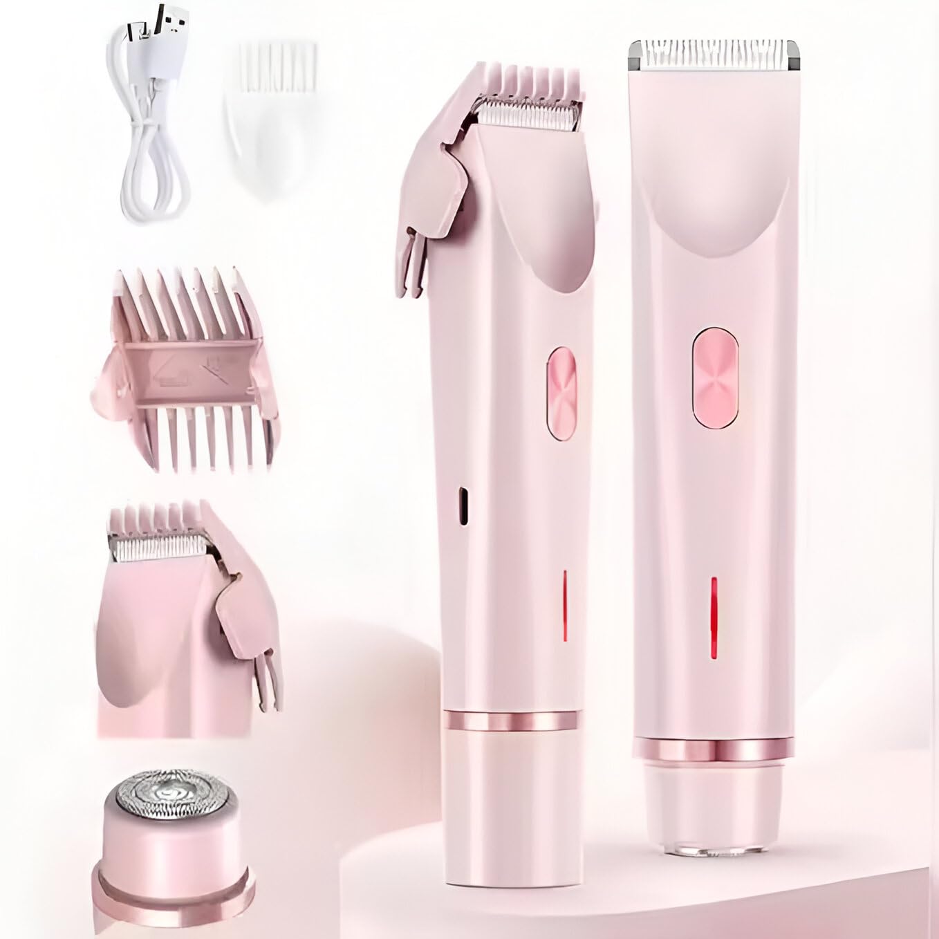 Women’s Electric Bikini Trimmer & Shaver – Waterproof IPX7 Rechargeable Razor for Bikini Line, Underarms, Legs & Body – Hypoallergenic Ceramic Blades – Compact & Portable – Pink