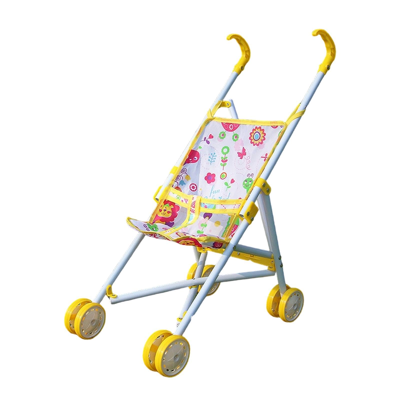 F Fityle Doll Doll Pram Portable Early Development Foldable Interactive Toy Pretend Play Toy for Children Ages 3+ Girls, Yellow