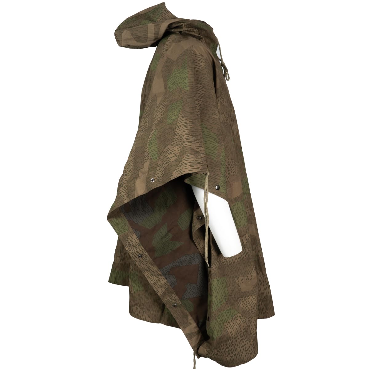 Poncho réversible moderne d'inspiration militaire de la Seconde Guerre mondiale – Camouflage éclatant terne – Taille unique, Vert, Taille unique