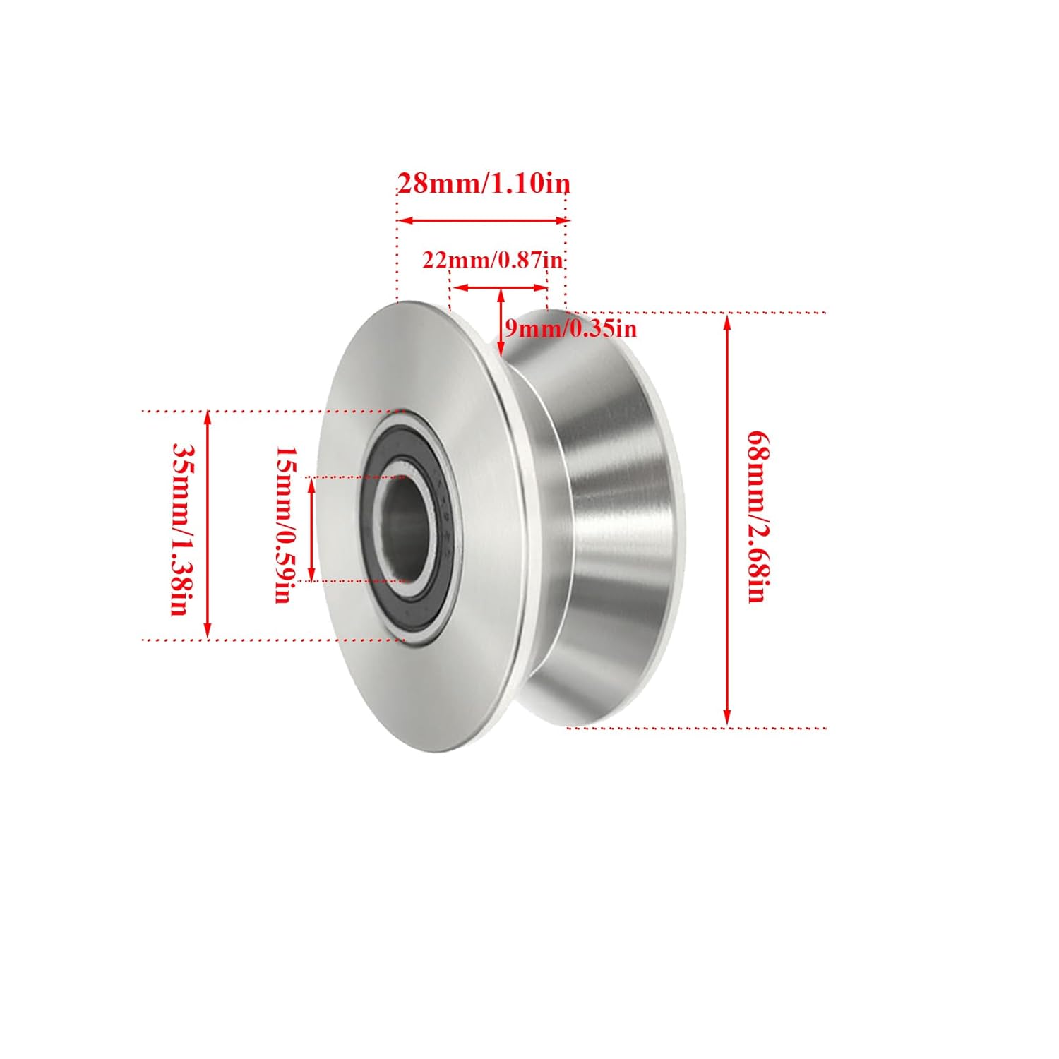Sliding Gate Wheel Stainless Steel V Groove Wheel Heavy Duty Conveyor Rollers Industrial Caster Ball Bearing Pulley Rolling Gate Hardware Kit for Garage Door Machinery
