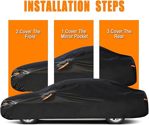 Miniatura 7 de GUNHYI Cubierta de coche de 7 capas para deportes pequeños Coupé impermeable para todo tipo de clima, cubierta de coche al aire libre, sol, lluvia,