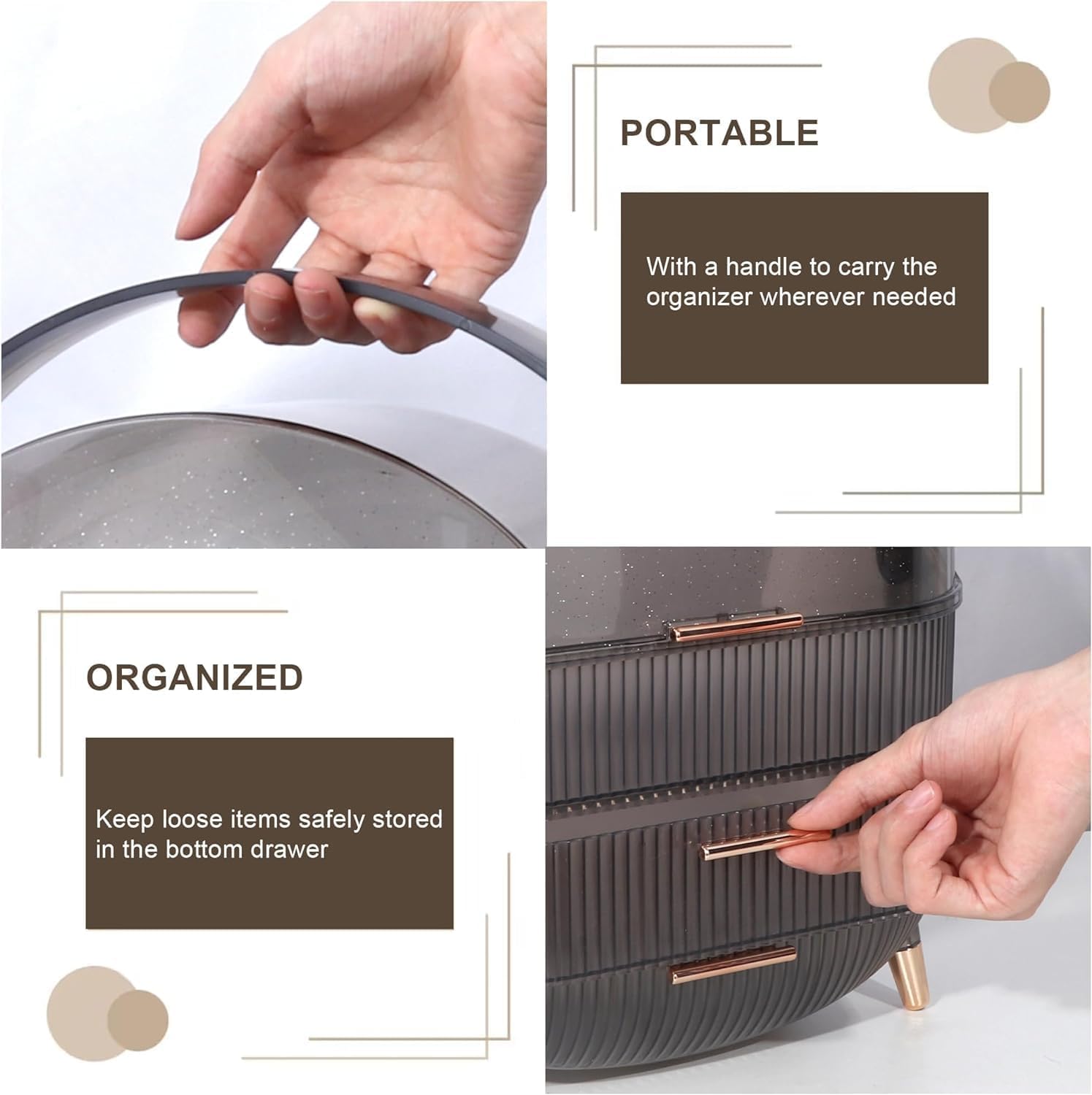Seafrrzios Hair Tie Organizer Portable Hair Accessory Storage Containers Stackable Hair Tie Bobby Pin Holder Home Cotton Swab Dispenser Hair Accessories Jewelry Organizer Box 2